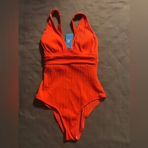 Cupshe Red Ribbed One Piece Swimsuit
